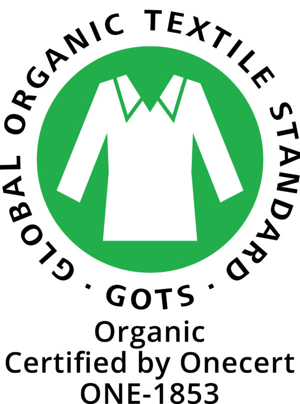 Global Organic Textile Standards (GOTS) logo: Organic Certified by Onecert ONE-1853